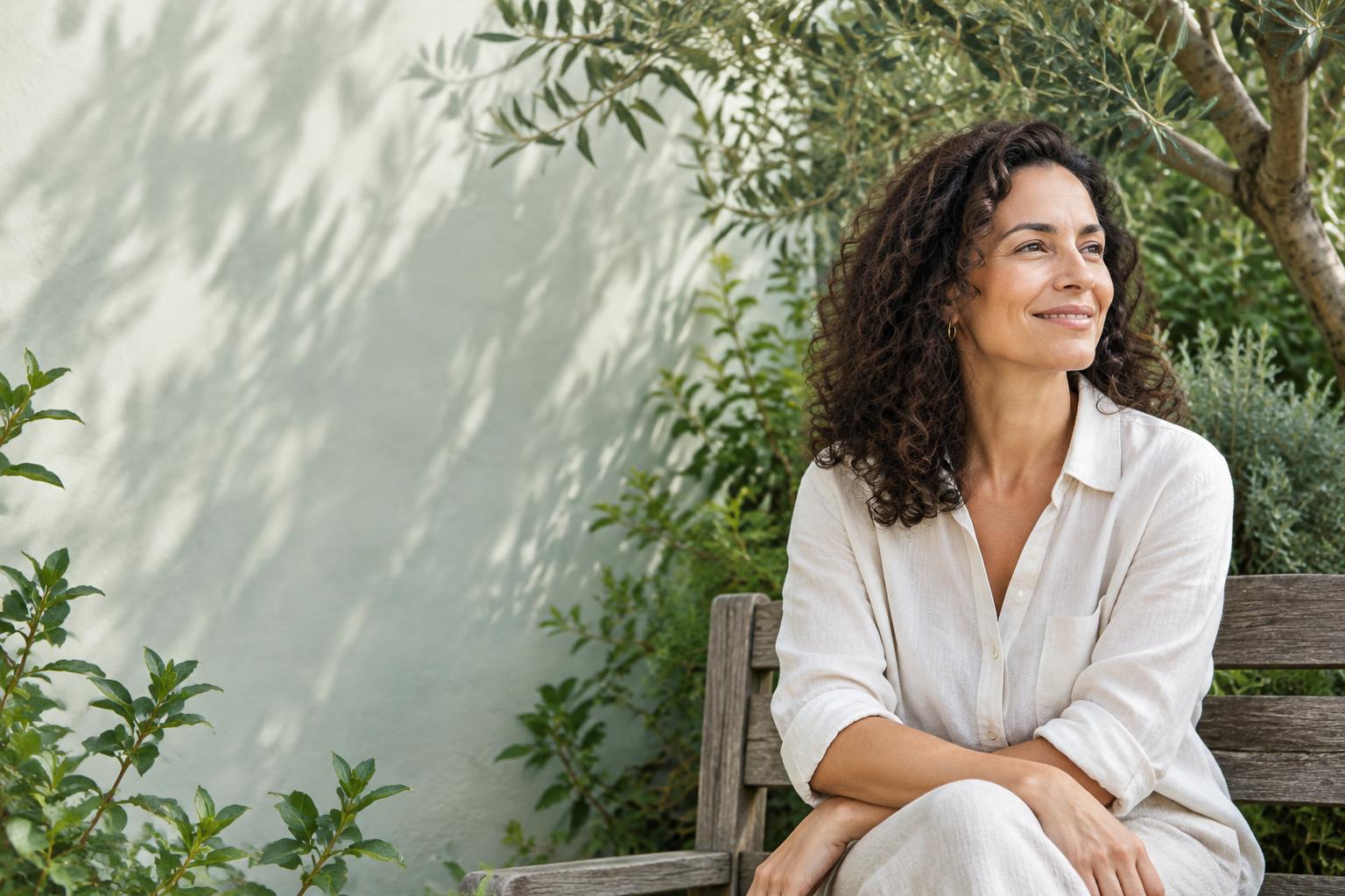 Mulher em um momento tranquilo em um jardim — imagem ilustrativa